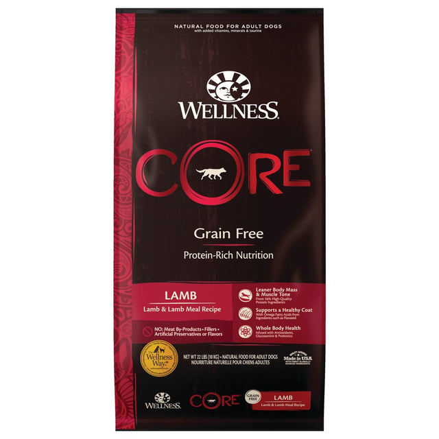 Wellness CORE Natural Grain Free Dry Dog Food, Lamb, 22-Pound Bag