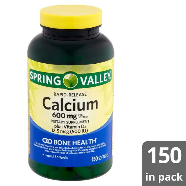 Spring Valley Rapid-Release Calcium Dietary Supplement, 600 Mg, 150 Count