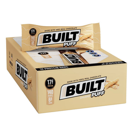 BUILT Puff Protein Bar, Collagen, Gluten Free, Low Sugar, Churro, 12 Bar Box