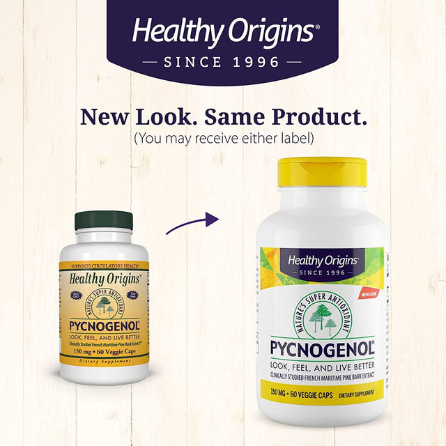 Healthy Origins Pycnogenol 150 Mg (Nature'S Super Antioxidant, Non-Gmo, Gluten Free, Cardiovascular Support), 60 Veggie Caps