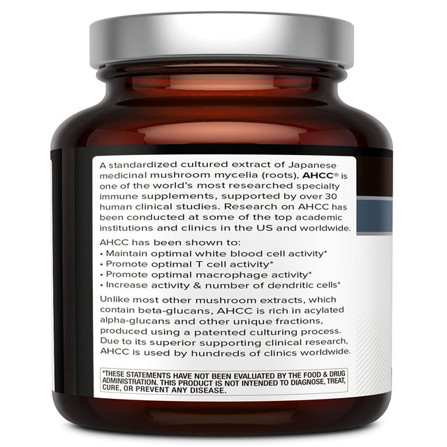 Premium Kinoko Platinum AHCC Supplement - 750Mg of AHCC per Capsule - Supports Immune Health, Liver Function, Maintains Natural Killer Cell Activity - 60 Veggie Capsules