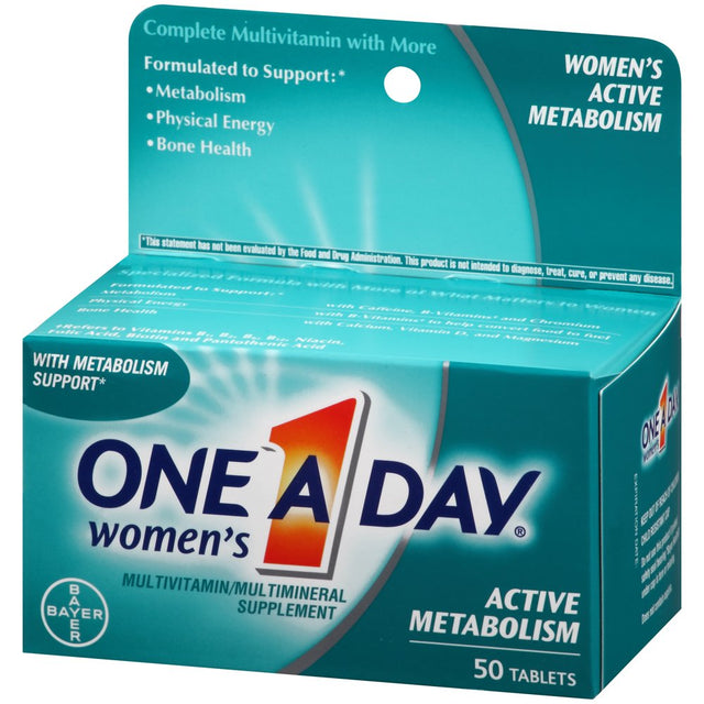 One a Day Women'S Active Metabolism Multivitamins, Supplement with Vitamins A, C, E, B2, B6, B12, Iron, Calcium and Vitamin D, 50 Ct.