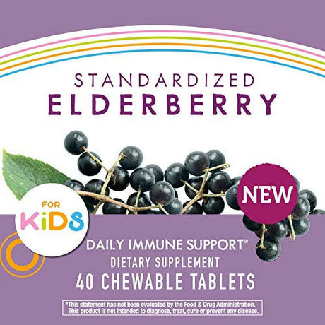 Natureâ€™S Way Sambucus Elderberry Kids Chewable with Vitamin A, Vitamin C, Zinc, Immune Support*, Berry Flavored, 40 Tablets