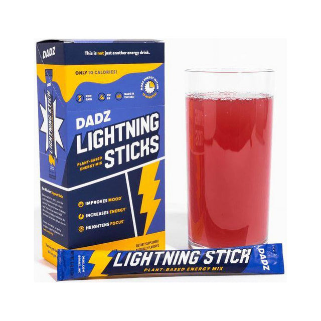 DADZ Lightning Sticks - Nootropics Brain Supplement - All Natural Focus & Energy Drink Mix - Vegan, Plant-Based Energy with Only 10 Calories (20 Count)