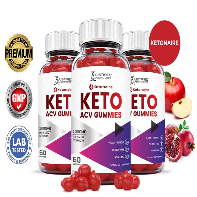 (3 Pack) Ketonaire Keto ACV Gummies 1000MG Dietary Supplement 180 Gummys