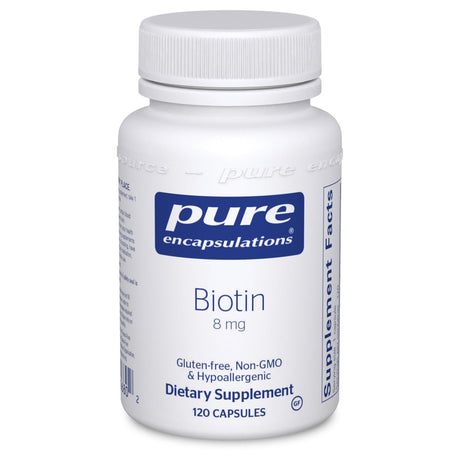 Pure Encapsulations Biotin 8 Mg | B Vitamin Supplement for Stress Relief, Hair, Skin, and Nail Strengthening, Metabolism, Carbohydrate Support, and Nervous System* | 120 Capsules