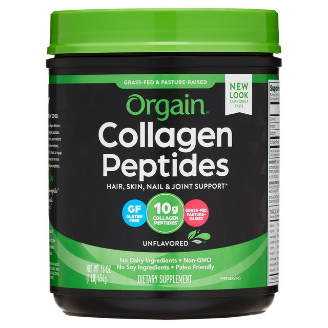 Orgain Grass Fed Hydrolyzed Collagen Peptides Protein Powder - Paleo & Keto Friendly, Amino Acid Supplement, Pasture Raised, Gluten Free, Dairy Free, Soy Free, Non-Gmo, Type I and III, 1 Lb.