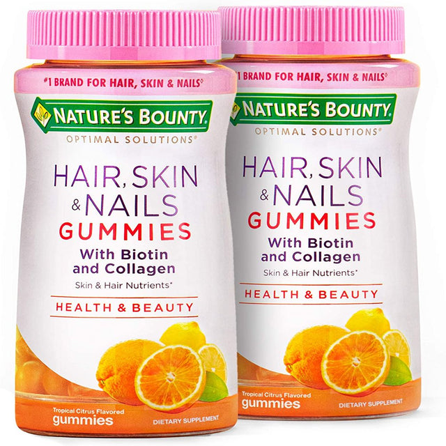 Nature'S Bounty Hair, Skin, & Nail Health with Biotin & Collagen Dietary Supplement Gummies, Orange, 80 Ea (Pack of 2)