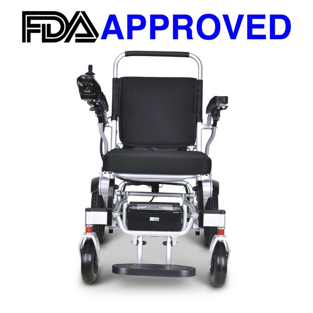 Culver Mobility - WILDCAT - Foldable Ultra Lightweight Heavy Duty Airline Approved Electric Wheelchair 330 Lbs. Max Load-500W-13 Miles - SILVER