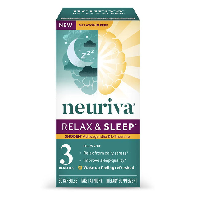 NEURIVA Natural Sleep Aid Supplement with L-Theanine to Help You Relax from Everyday Stress & Ashwagandha to Support Restorative Sleep so You Can Wake up Feeling Refreshed, 30Ct Capsules