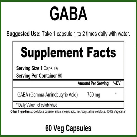 Greenpacks GABA (750 Mg) Supplement, 60 Capsules