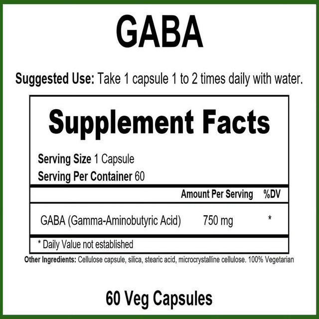 Greenpacks GABA (750 Mg) Supplement, 60 Capsules