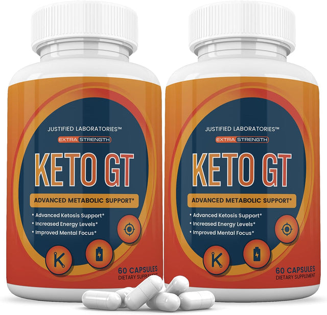 (2 Pack) Keto GT Advanced Includes Apple Cider Vinegar Gobhb Exogenous Ketones Keto Pills Supplement Premium Ketosis Support for Men Women 120 Capsules