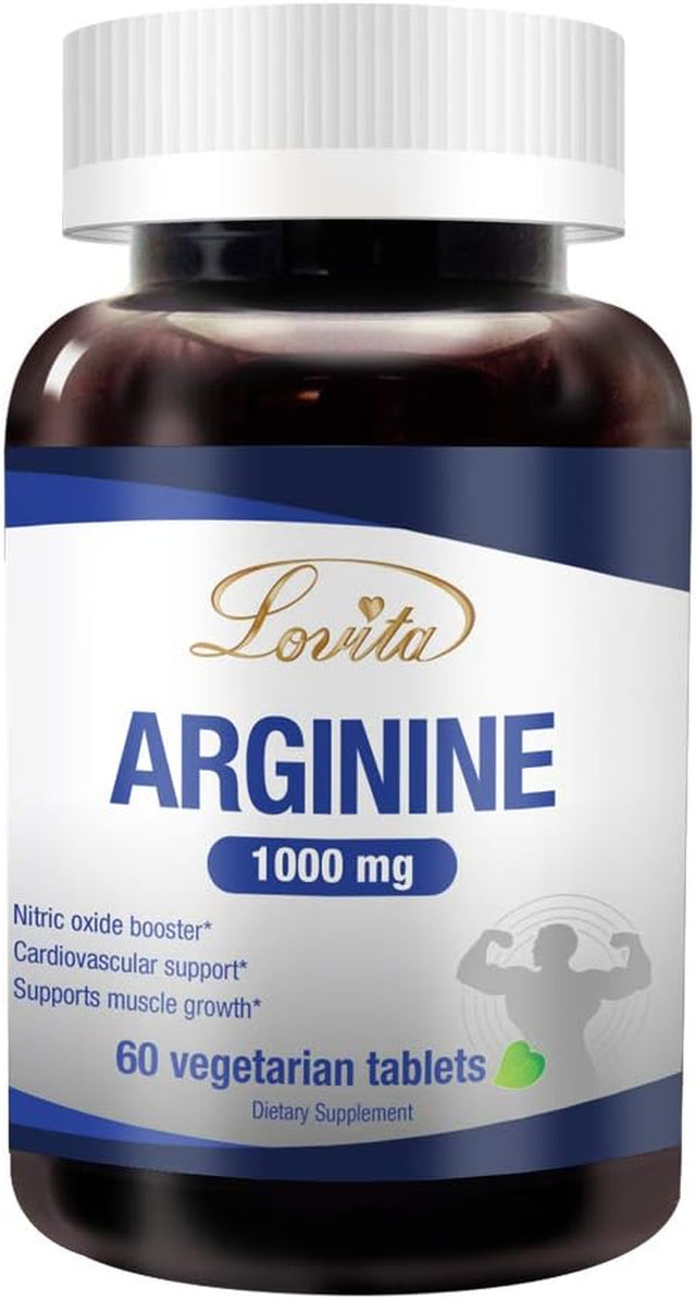 L-Arginine 1000Mg, Fermented Vegan Amino Acid, Nitric Oxide Supplement for Muscle Growth and Energy, 60 Vegetarian Tablets