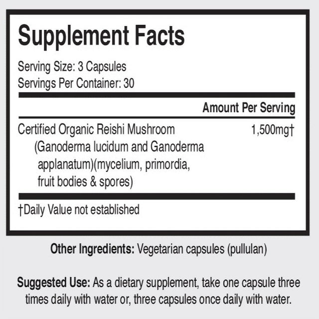 Brain Forza Organic Red Reishi Mushroom Capsules - Adaptogen for Mushroom Powdered Natural Immune Support, Heart and Cardiovascular System Health, Stamina, and Stress Management, 90 Capsules