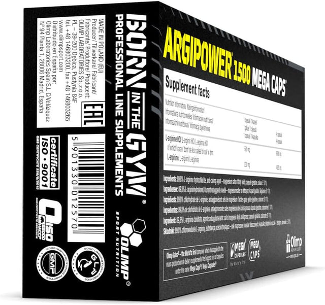 ARGIPOWER 120 Capsules | Hardcore Nitric Oxide | Pre-Workout Food Supplement | Large L-Arginine Dose