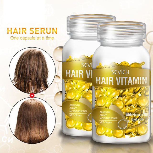 Qinghai 30Pcs/Set Repair Hair Vitamin Moisturizing Hairs Natural Smooth Silky Capsule Keratin Complex Hair Care Oil for Female