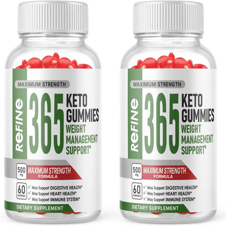 (2 Pack) Refine 365 Keto Gummies - Supplement for Weight Loss - Energy & Focus Boosting Dietary Supplements for Weight Management & Metabolism - Fat Burn - 120 Gummies