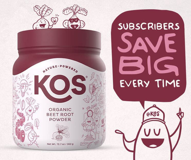 KOS Organic Beet Root Powder - USDA Certified, Nitric Oxide Booster, Non-Gmo, Gluten & Soy Free - 90 Servings