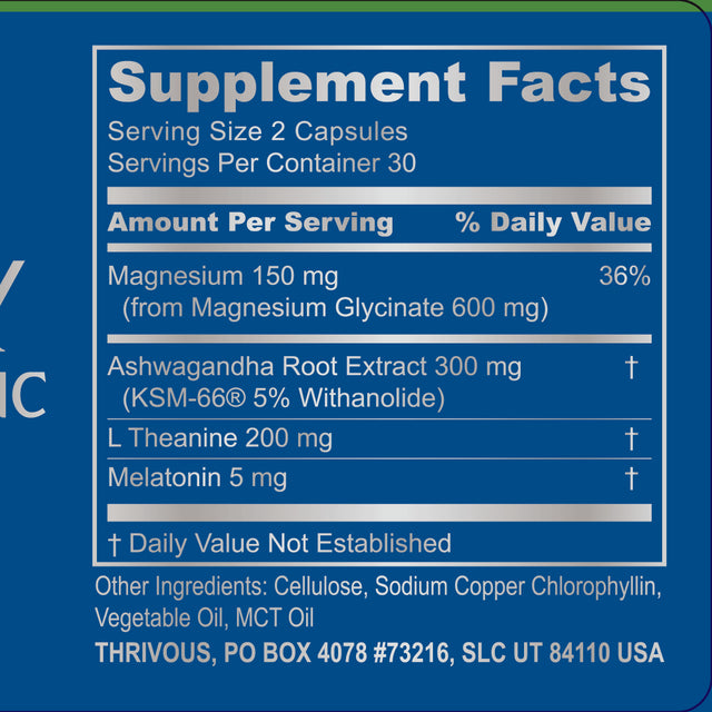 Thrivous Serenity - Nootropic Sleep Supplement - 60 Capsules