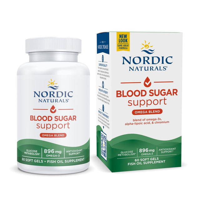 Nordic Naturals Omega Blood Sugar Softgels, Lemon, Non-Gmo, 896 Mg, 60 Ct