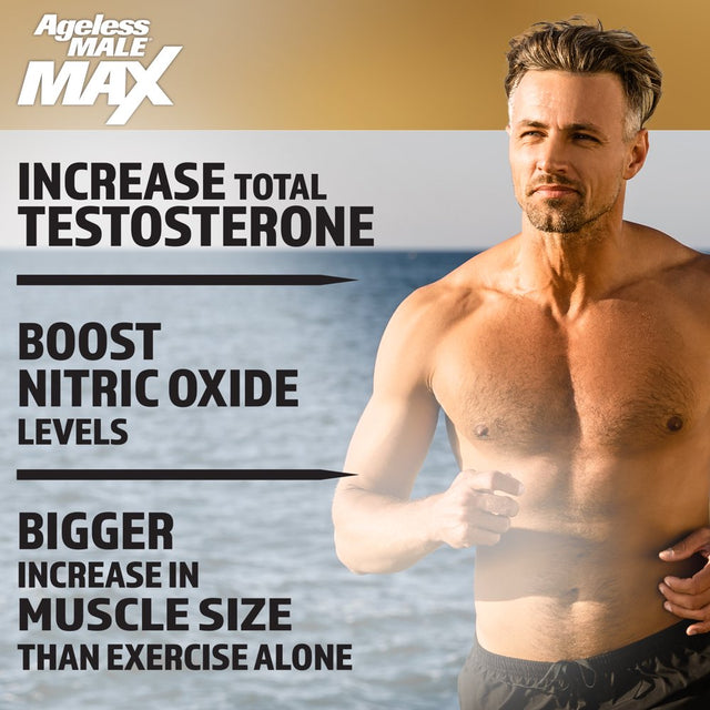 Ageless Male Max Total Testosterone Booster Capsules for Men with Ashwagandha, 60 Count