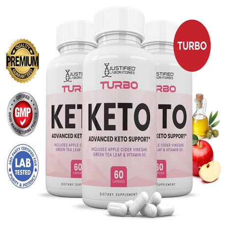 (3 Pack) Turbo Keto ACV Pills 1275Mg Alternative to Gummies Dietary Supplement 180 Capsules