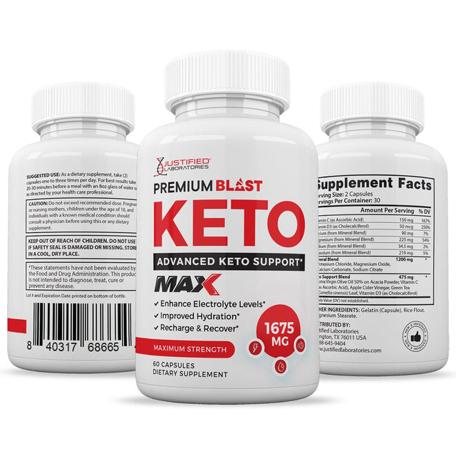 (2 Pack) Premium Blast Keto ACV MAX Pills 1675Mg Dietary Supplement 120 Capsules