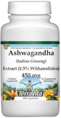 Terravita Ashwagandha (Indian Ginseng) Extract (1.5% Withanolides) - 450 Mg, (100 Capsules, 1-Pack, Zin: 514060)