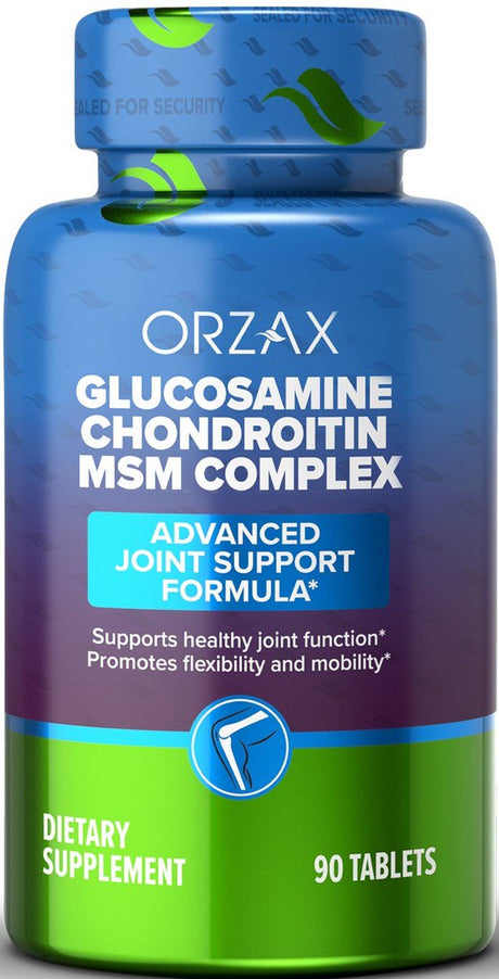 ORZAX All-In-One Joint Support Supplement with Glucosamine Chondroitin MSM - Turmeric, Collagen, Bromelain & Boswellia Extract Capsules, Function & Comfort - 90 Tablets