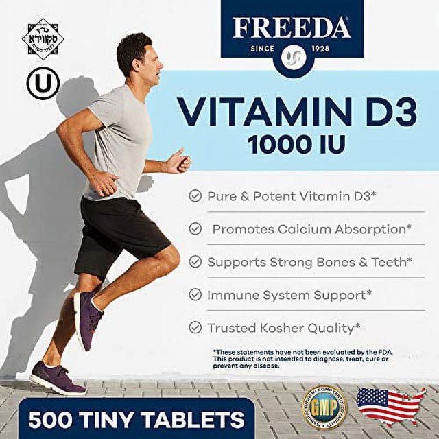 Freeda Kosher Vitamin D3 1000 IU - 500 Tablets