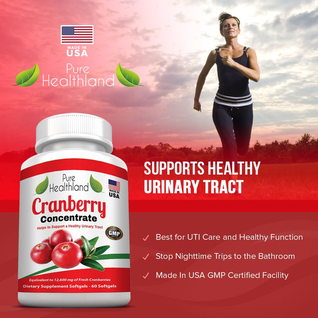 NON GMO Cranberry Concentrate Supplement Pills for Urinary Tract Infection UTI. Equal to 12600 Mg Fresh Cranberries! Promote Kidney Urinary Bladder Health. No Sugar HIGH POTENCY FREE 2 Day DELIVERY