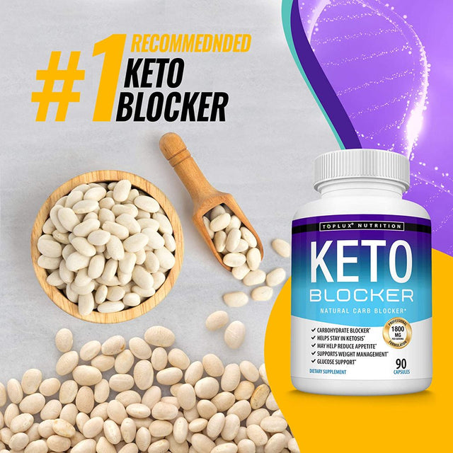 Toplux Keto Blocker Pills White Kidney Bean Extract 1800Mg Support Keto Diet 90 Capsules