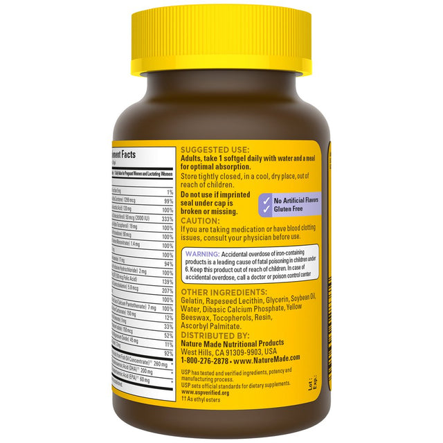 Nature Made Postnatal Multivitamin + DHA 200Mg, Postnatal Vitamins for Breastfeeding Moms, 60 Ct