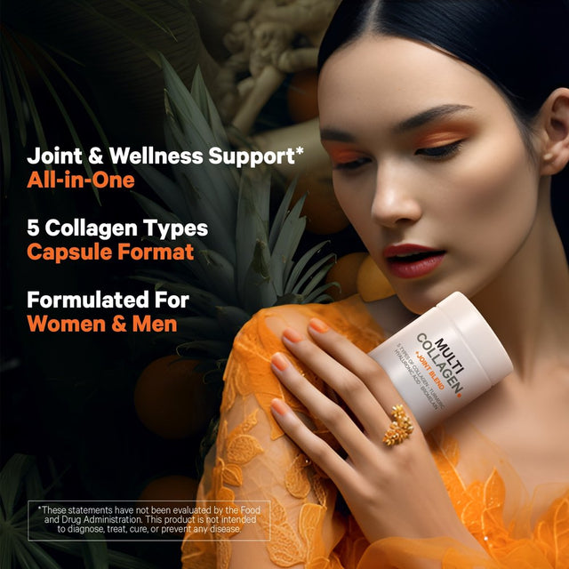 Codeage Multi Collagen Protein + Joint, Astaxanthin, Bromelaine, Hyaluronic Acid, Boswellia, Turmeric, 90 Ct