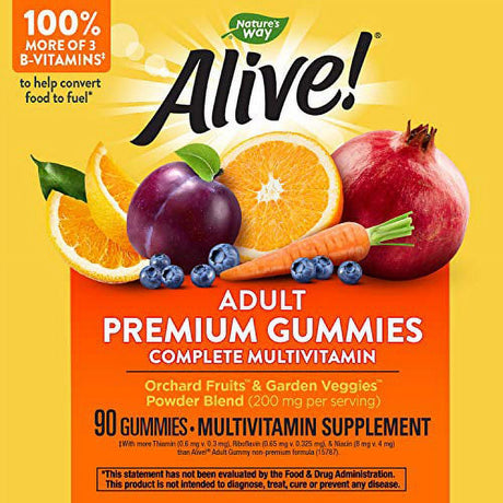 Nature'S Way Alive! Adult Premium Gummy Multivitamin, Full B Vitamin Complex, 90 Gummies