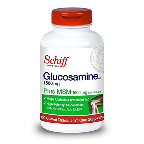 Glucosamine 1500Mg (Per Serving) + MSM, Schiff Tablets (150 Count in a Bottle), Joint Care Supplement, Helps Support Joint Mobility and Flexibility, Helps Support Healthy Structure of Cartilage*