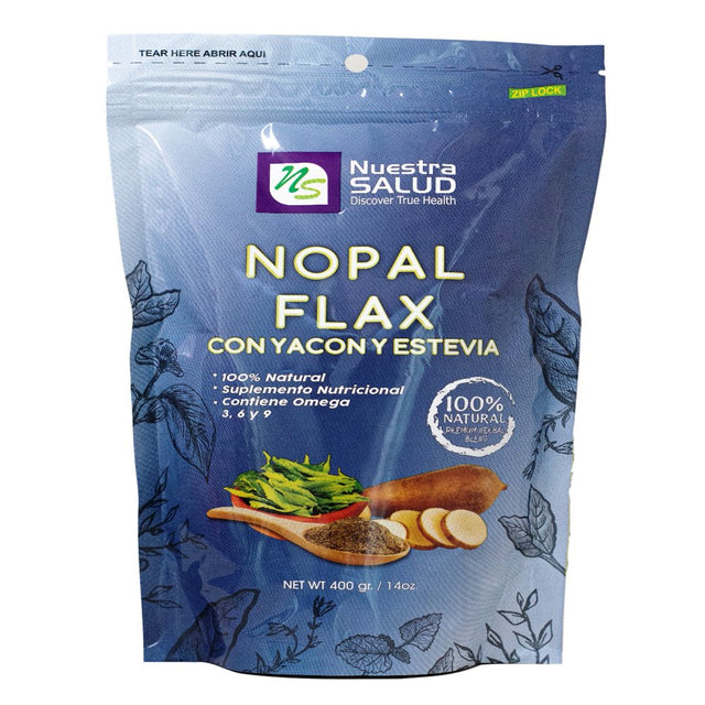 Nopal Flax plus Linaza Yacon & Stevia Flaxseed Fiber Sugar Balance Blend Digestive Blend 100% Natural Diabetisana Blends (16Oz)