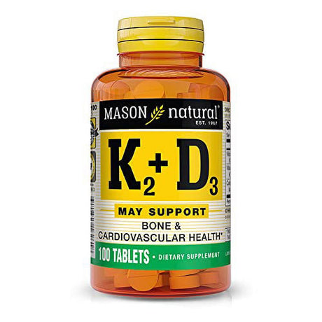 Mason Natural Vitamin K2 100 Mcg plus Vitamin D3 - Supports Bone, Cardiovascular & Muscle Health, 100 Tablets