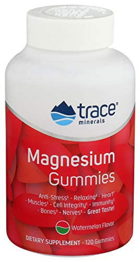 Magnesium Stress Relief Gummies (120 Ct) | Easy to Take Magnesium Citrate | Natural Calming Sleep Aid, Muscle Relaxer, Mood & Digestive Support Supplement | Great for Kids & Adults (Watermelon Flavor)