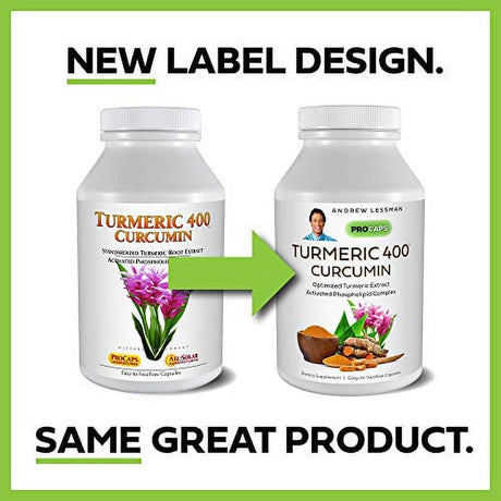 ANDREW LESSMAN Turmeric 400 - 30 Capsules Â€“ 95% Curcuminoids as Phospholipid Complex for Optimum Benefits and Greater Absorption, High Potency Standardized Extract, Small Easy to Swallow Capsul