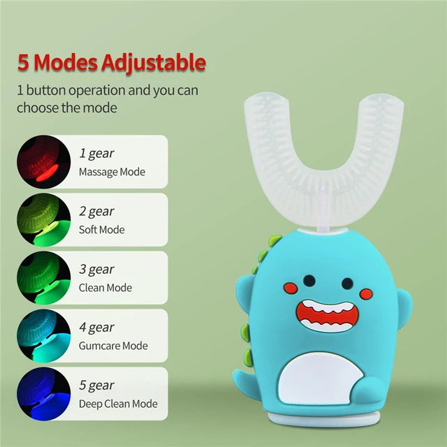 Qingy-Kids Smart Electric Toothbrush Silicone U Shape Automatic USB Charging 360 Ultra Toothbrush