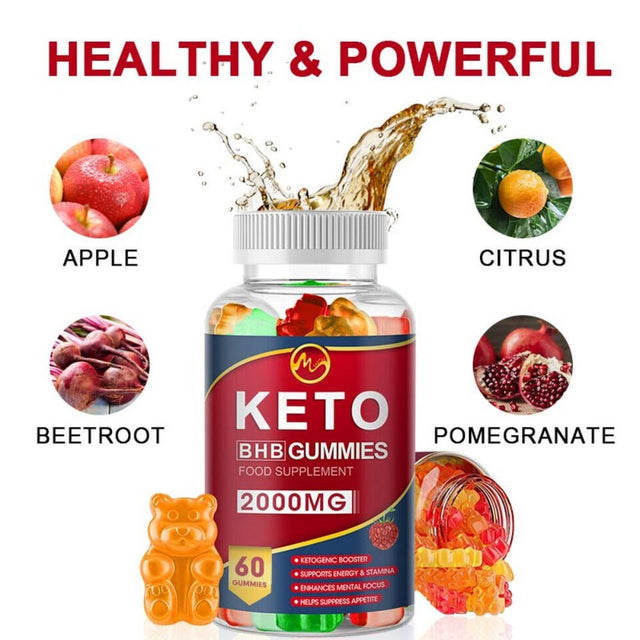 Keto ACV BHB Gummies for Fat Burn Weight Loss Detox Keto Diet Pills 60 Count