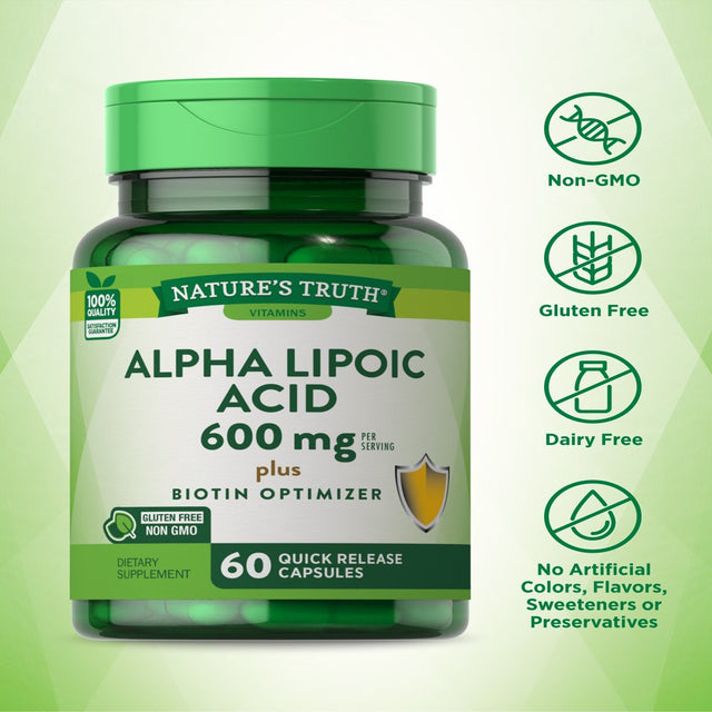 Nature'S Truth Alpha Lipoic Acid plus Biotin Capsules, 300 Mg, 60 Count