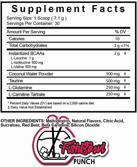 Hydroholic Amino Acids + Coconut Water - 30 Servings - Hydration and Bcaas Powder Drink Mix Supplement, Lemon Shakeup, Fishbowl Punch and Taffy Twist (Fishbowl Punch)