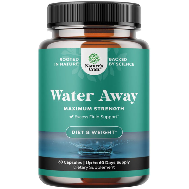 Natural Diuretic Water Pills - Reduce Excess Water for Weight Loss - Nature'S Craft Water Away 60Ct - Vitamin B6, Dandelion Root & Pure Green Tea Extract Diuretic Supplement for Women & Men