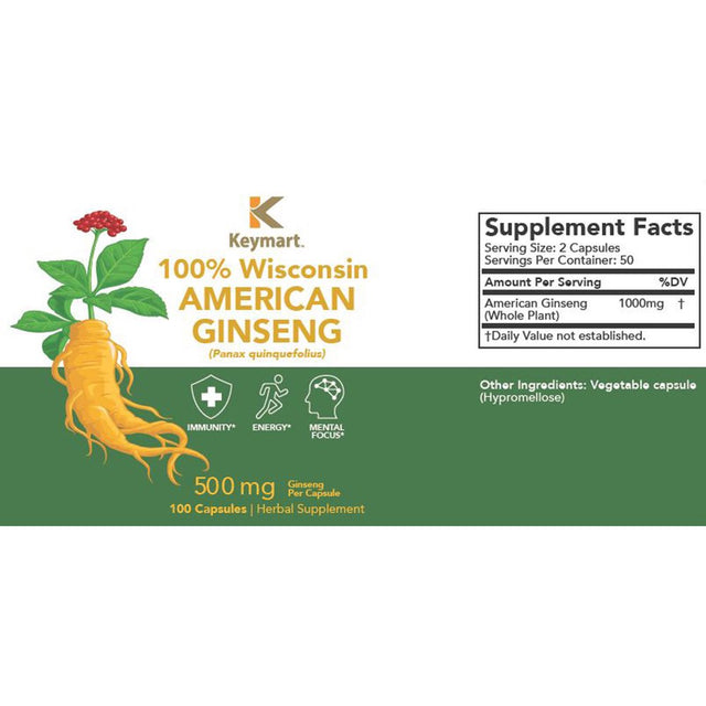 100% Pure American WI Wisconsin Ginseng Capsules 1000 Mg per Serving, 300 Vcaps Potent Ground Ginseng Root 300 CT (Pack of 3)