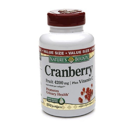 Natures Bounty Triple Strength Cranberry Fruit 4200Mg plus Vitamin C Soft Gels, 250 Ea, 2 Pack