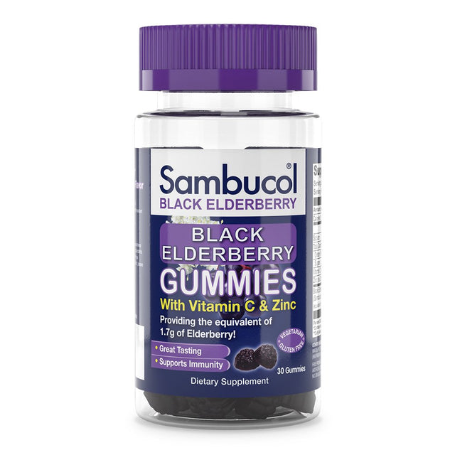 Sambucol Black Elderberry Immune Support Gummies with Vitamin C and Zinc - 30 Count