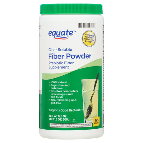 Equate Sugar Free Fiber Supplement Powder, 125 Ct, 17.6 Oz